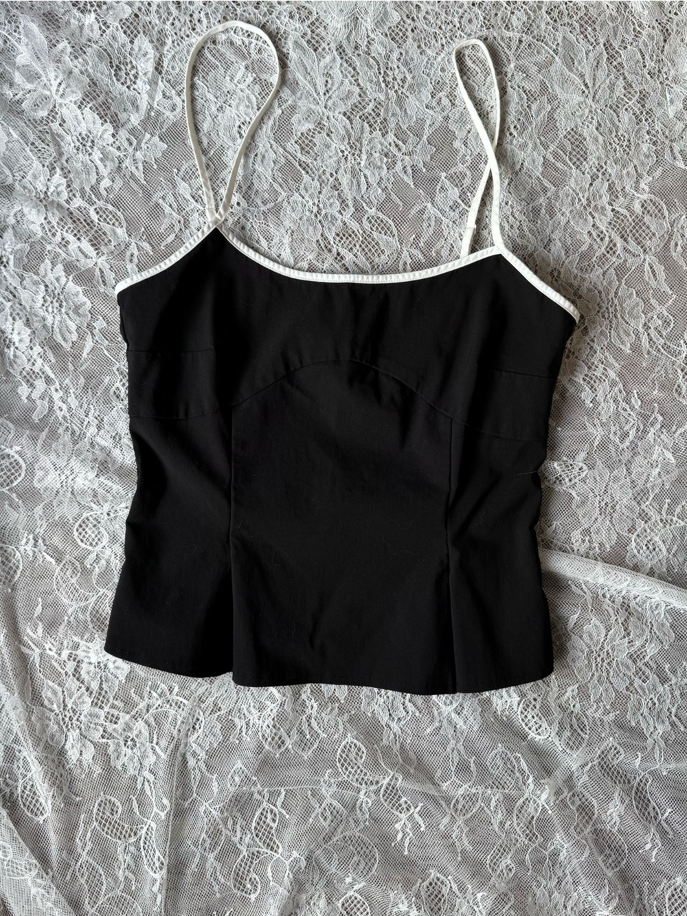 H&M Black Strapless Bustier with White Trim